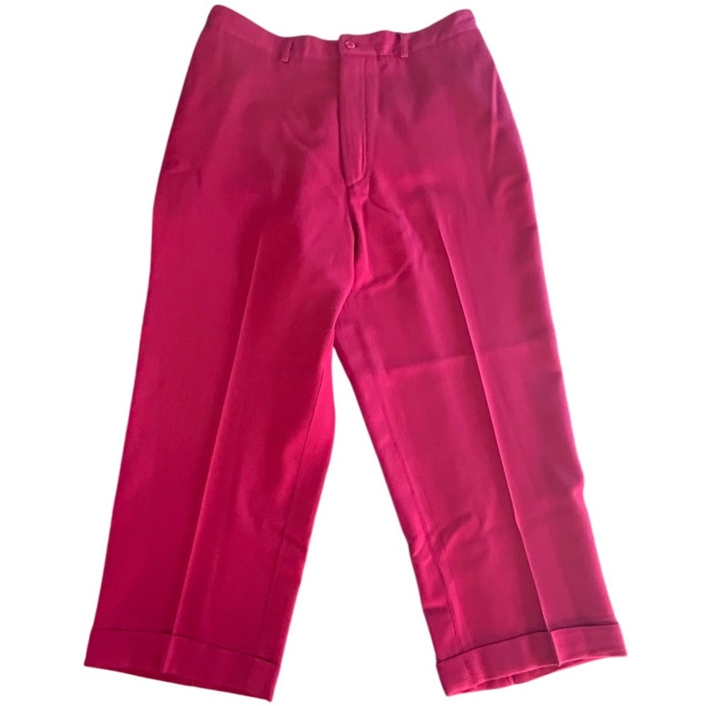 Vintage J Crew 100% Wool Trousers Mens 36 Red Flat Front‎ Cuffed USA Preppy 90s